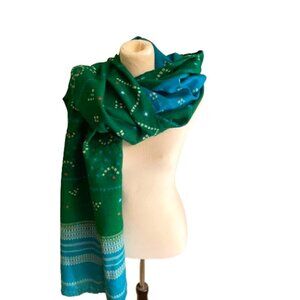 Beautiful batik print and mirror work pakistani shawl